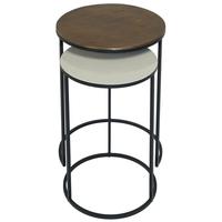 Fera Cast Pebble Duo of Round Side Table