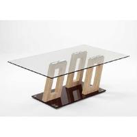 Ferris Sonoma Oak Clear Glass Top Coffee Table With Glass Base