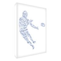 Feel Good Art Gallery Wrapped Box Canvas in Typographic Rugby Player Design (40 x 30 x 4 cm, Medium, Blue Tones)