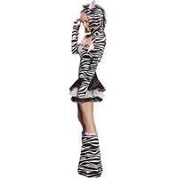 Fever Women\'s Zebra Costume, Tutu Dress, Jacket & Bootcovers, Size: L, Colour: Black and White, 22873