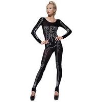 fever womens skeleton print bodysuit one size colour black 43572