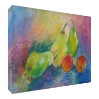 Feel Good Art Original Gallery Wrapped Box Canvas with Solid Front Panel by Artist Valerie Johnson (30 x 20 x 4 cm, Small, Fruity Tutty)