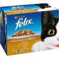 Felix Pouch Cat Food Chicken Turkey Poultry and Duck in Jelly 12 x 100g