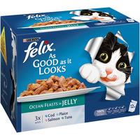 felix as good as it looks pouch cat food ocean feast in jelly 12 x 100 ...