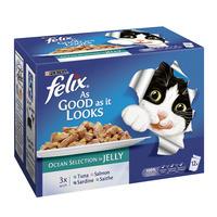Felix As Good As It Looks Pouch Cat Food Ocean Chunks in Jelly 12 x 100g