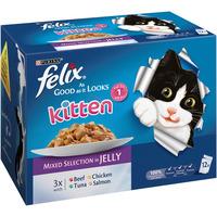 Felix As Good As It Looks Kitten Food Mixed Selection in Jelly 12 x 100g