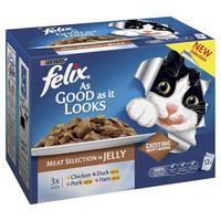 Felix As Good As It Looks Pouch Cat Food Chicken Duck Pork in Jelly 12 x 100g