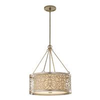 Feiss 4 Lamp Pendant Light Lamp with Ivory Linen Fabric Shade