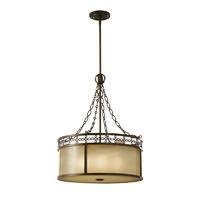 Feiss 4 Lamp Pendant Light with Aged Oak Glass Shade