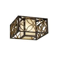 Feiss 2 Lamp Flush Ceiling Light with Bronze Organza Fabric Shade
