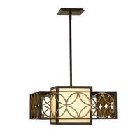 Feiss 2 Lamp Pendant Light with Bronze Organza Fabric Shade