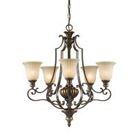 Feiss 5 Lamp Chandelier with India Scavo Glass Shade
