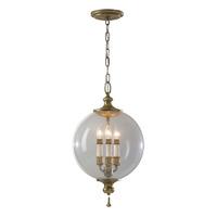 Feiss 3 Lamp Pendant Light with Silver Leaf Fleck Glass Shade