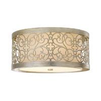 Feiss 2 Lamp Flush Ceiling Light with Ivory Linen Fabric Shade