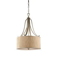 Feiss 3 Light Pendant Light with Mushrooms Pleated Hardback Shade