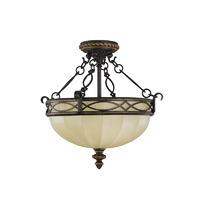 Feiss 3 Light Indoor Flush Ceiling Light with English Scarvo Glass Shade