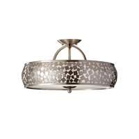 Feiss 3 Lamp Semi Flush Ceiling Light with Silver Organza Fabric Shade