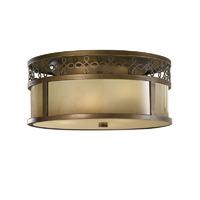 Feiss 3 Lamp Flush Ceiling Light with Aged Oak Glass Shade