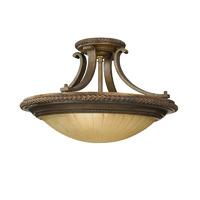 Feiss 2 Lamp Semi Flush Ceiling Light with India Scavo Glass Shade