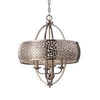 Feiss 4 Lamp Chandelier with Silver Organza Fabric Shade