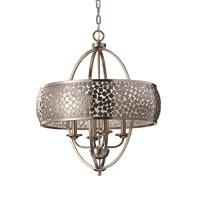 feiss 4 lamp chandelier with silver organza fabric shade