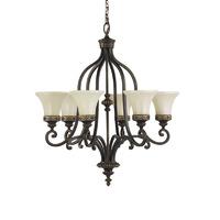 feiss 6 light chandelier with amber snow scavo glass shade