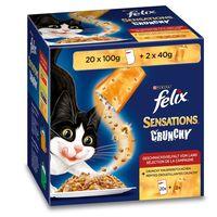 Felix Sensations Crunchy Crumbles 20 x 100g + 2 x 40g - Meat Selection