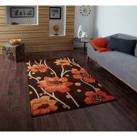 Felice Super Soft Stylish Brown & Terracotta Flower Rugs 216 - 120cm x 170cm (3\'11\
