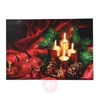 Festive LED picture with candles, red and gold
