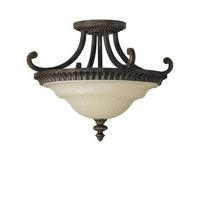 FE/DRAWINGRM/SFA Drawing Room Walnut Semi Flush Light