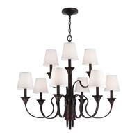 FE/ARBOR CREEK9 Arbor Creek 9 Light Bronze and Brass Chandelier with Shades