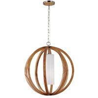FE/ALLIER/P/L LW Allier 1 Light Wood and Brushed Steel Large Ceiling Pendant