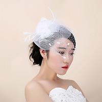 Feather Tulle Organza Headpiece-Wedding Special Occasion Fascinators Birdcage Veils 1 Piece