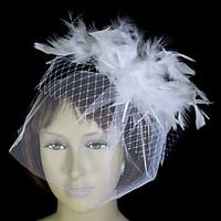 feather tulle headpiece wedding special occasion flowers birdcage veil ...