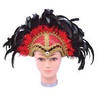 Feather Helmet Red Braiding/plume