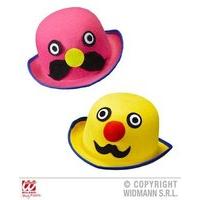 Felt Mr. Moustache Bowler Pink Or Yellow Asstd Hat Headware Accessory For