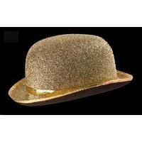 Felt Bowler Gold Lame Bowler Hats Caps & Headwear For Fancy Dress Costumes