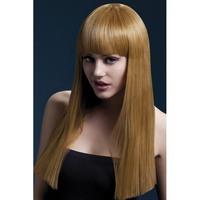 fever womens long auburn blunt cut wig with bangs 19inch one size 