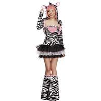 fever womens zebra costume tutu dress jacket bootcovers size 16 18 