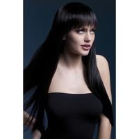 fever womens black long straight hair with bangs 26inch one size 