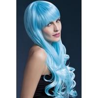 Fever Women\'s 2-tone Blue Long Wig With Soft Curls And Bangs, 28inch, One Size, 