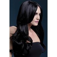 fever womens black long wavy wig with centre part 26inch one size khlo ...