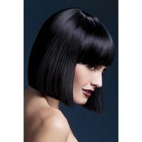 fever womens blunt cut black bob wig with bangs 12inch one size 