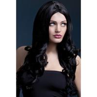 Fever Women\'s Long Black Wig With Soft Curls And Centre Part, 26inch, One Size, 