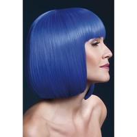 fever womens sleek neon blue bob with bangs 13inch one size 