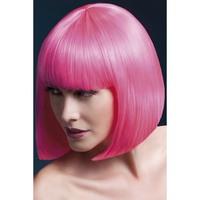 fever womens sleek neon pink bob with bangs 13inch one size 