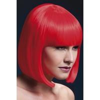 fever womens sleek neon red bob with bangs 13inch one size 
