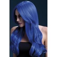 fever womens neon blue long wavy wig with centre part 26inch one size 
