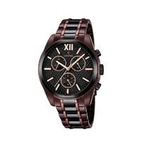 festina mens brown black pvd plated chrono watch with steel