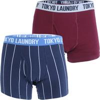 Fenwick (2 Pack) Striped Boxer Shorts Set in Oxblood / Navy  Tokyo Laundry
